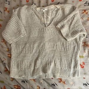 Uniqlo white with grey accent knitted top; poncho/loose fit
